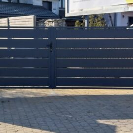 Brama skrzydłowa aluminiowa 150x500cm szeroki profil poziomo