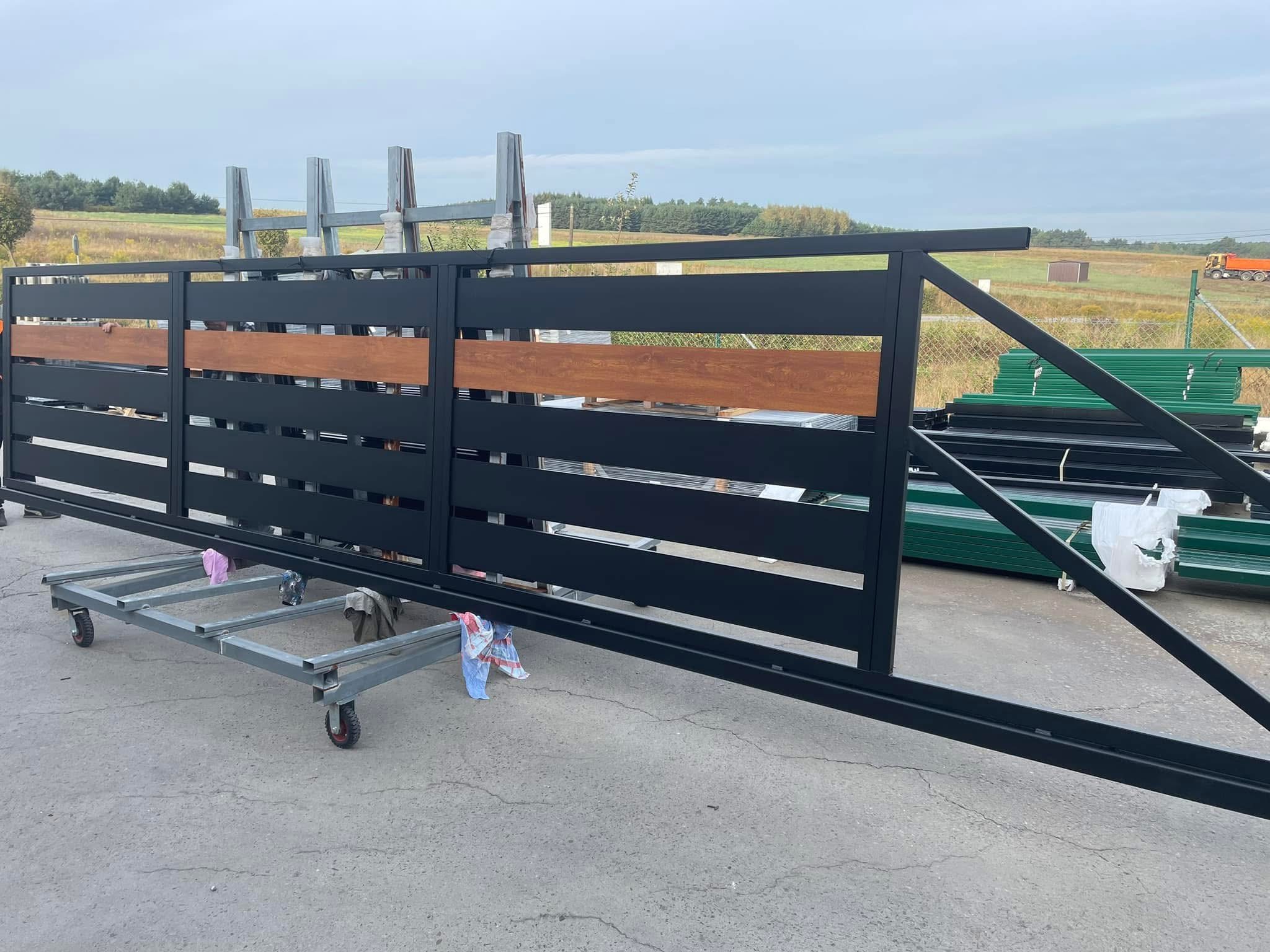 Brama przesuwna aluminiowa 150x500cm szeroki profil