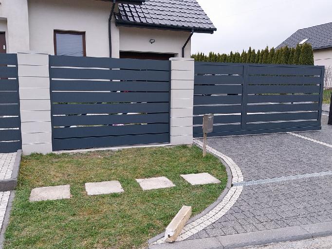 Brama przesuwna aluminiowa 150x500cm szeroki profil