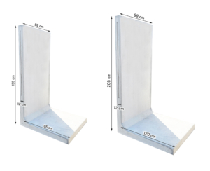 Murek oporowy 180x99x12cm typu L