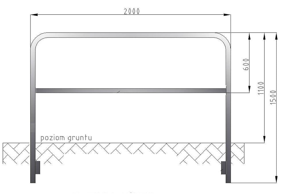 Barierka drogowa U12a oc+żółty 200x150cm fi 48,3mm