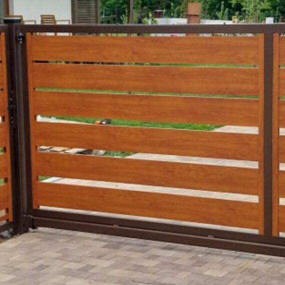 Brama skrzydłowa aluminiowa 150x400cm drewnopodobna