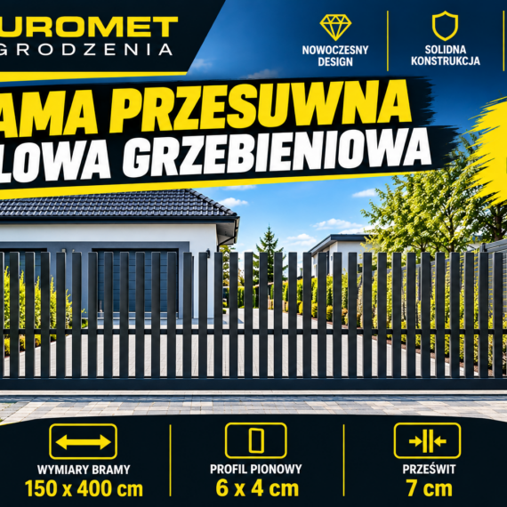 Brama przesuwna grzebieniowa 150x400cm 7